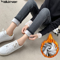 Zima gruba z aksamitu kobiet wysokiej talii obcisłe dżinsy rurki prosta polarowa ciepła, Slim fit Stretch Ladies Casual spodnie jeansowe ołówkowe 2
